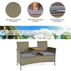 Costway 2-Person Patio Rattan Conversation Furniture Set Loveseat Coffee Table -Costway GUEST 00062ba3 4700 484f 8549 60b97e1d46fc