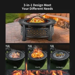 Costway 32'' Round Fire Pit Set W/ Rain Cover BBQ Grill Log Grate Poker 14 Costway 32'' Round Fire Pit Set W/ Rain Cover BBQ Grill Log Grate Poker -Costway GUEST 001b5a36 82c3 465c bced d5985942c2a6