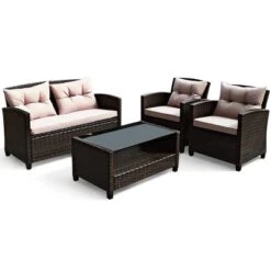 Costway 8PCS Outdoor Rattan Furniture Set Cushioned Sofa Armrest Table -Costway GUEST 0078a169 f331 4317 bd06 98ea1bb11b96