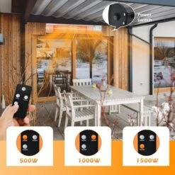 Costway Wall-Mounted Patio Heater 750W/1500W Infrared Heater With 9-Level Adjustable 24H Timer & Remote Control Silver 13 Costway Wall-Mounted Patio Heater 750W/1500W Infrared Heater With 9-Level Adjustable 24H Timer & Remote Control Silver -Costway GUEST 00a1cb7d e3ec 494e 86cf ea4e781ebece