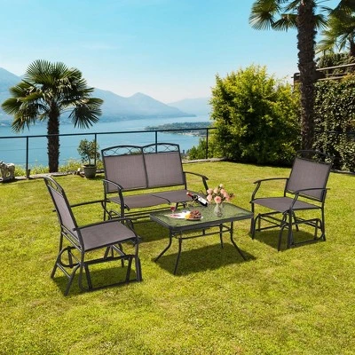 Costway 2pcs Patio Glider Set Single Swing Rocking Chair Heavy-Duty Metal Frame Outdoor 7 Costway 2pcs Patio Glider Set Single Swing Rocking Chair Heavy-Duty Metal Frame Outdoor - Image 7