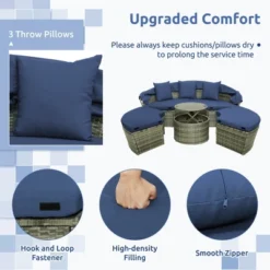 Costway Patio Rattan Daybed Outdoor Sectional Seating With Side Table & Retractable Canopy -Costway GUEST 00e14e89 d13a 465a 8ff5 72ec17138cdc