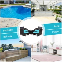 Costway 5PCS Patio Rattan Wicker Furniture Set Sofa Ottoman Cushion Turquoise 11 Costway 5PCS Patio Rattan Wicker Furniture Set Sofa Ottoman Cushion Turquoise -Costway GUEST 013a1bbb 480a 4e48 a689 8e9623048c18