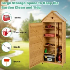 Costway Outdoor Storage Shed Lockable Wooden Garden Tool Storage Cabinet W/ Shelves -Costway GUEST 01919455 9c71 424d 99f3 6a0290b076c9