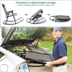 Costway Folding Zero Gravity Rocking Chair Outdoor Patio Headrest Turquoise Grey -Costway GUEST 026a7cff 0f1a 4806 8d99 eb5681d246d0