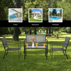 Costway 4 PCS Patio Furniture Set Sofa Coffee Table Steel Frame Garden 11 Costway 4 PCS Patio Furniture Set Sofa Coffee Table Steel Frame Garden -Costway GUEST 0284c180 4257 410a a666 a81c31143f6c