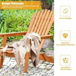 Costway 4 PCS Eucalyptus Adirondack Chair Foldable Outdoor Wood Lounger Chair Natural -Costway GUEST 0312e601 4026 4d05 b82b ff3060ed0636