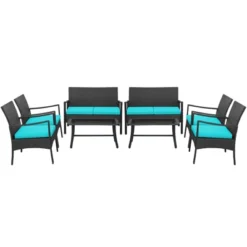 Costway 8PCS Patio Wicker Furniture Set Cushioned Chairs& Loveseat With Coffee Table Garden -Costway GUEST 04099c10 d62c 4037 98f1 3d82281bd1b2