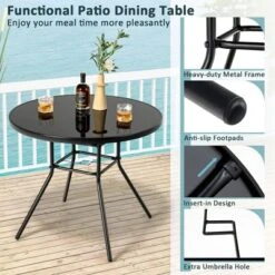 Costway 34 Inch Patio Dining Table Round Tempered Glass Tabletop With 1.5'' Umbrella Hole 15 Costway 34 Inch Patio Dining Table Round Tempered Glass Tabletop With 1.5'' Umbrella Hole -Costway GUEST 043a7157 be2a 4082 a8f5 e3fff01f4ac2