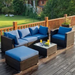 Costway 6PCS Patio Rattan Furniture Set Sofa Coffee Table Ottoman Navy 12 Costway 6PCS Patio Rattan Furniture Set Sofa Coffee Table Ottoman Navy -Costway GUEST 04435663 7073 4848 85cc a769bcebb81e 1