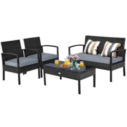 Costway 4PCS Patio Rattan Furniture Set Garden Deck -Costway GUEST 05c7fcd0 4a72 428e 9b30 725959600eb2
