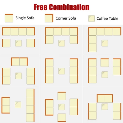 Costway 7PCS Patio Rattan Furniture Set Sectional Sofa Garden White Cushion 5 Costway 7PCS Patio Rattan Furniture Set Sectional Sofa Garden White Cushion - Image 5