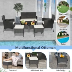 Costway 7pcs Patio Rattan Sofa Furniture Set Table Ottoman Metal Cushioned Outdoor Pool -Costway GUEST 06f84693 d477 4803 b481 8480d5f932df