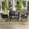 Costway 4 PCS Patio Wicker Furniture Set Outdoor Conversation With Quick-Drying Foam