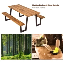Costway Patented Picnic Table With 2 Benches 70'' Dining Table Set With Seats And Umbrella Hole 15 Costway Patented Picnic Table With 2 Benches 70'' Dining Table Set With Seats And Umbrella Hole -Costway GUEST 070aedd8 7331 43e2 a9ff dcaf414964f1