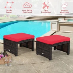 Costway 2PCS Patio Rattan Ottoman Cushioned Seat Foot Rest Furniture TurquoiseRedWhite 17 Costway 2PCS Patio Rattan Ottoman Cushioned Seat Foot Rest Furniture TurquoiseRedWhite -Costway GUEST 072a3749 7876 407c bdb8 4d0af0e0076e