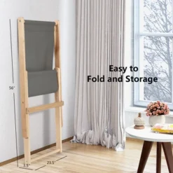 Costway Foldable Wood Beach Sling Chair 3-Position Adjustable Beech Chair W/Free Cushion -Costway GUEST 076edf14 a9f7 43da b0cd c96ee73eb89e