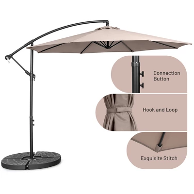 Costway 10 FT Patio Offset Umbrella W/8 Ribs Cross Base Tilt 8 Costway 10 FT Patio Offset Umbrella W/8 Ribs Cross Base Tilt - Image 8