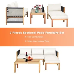 Costway 3PCS Patio Acacia Wood Sofa Furniture Set Thick Cushion W/Nylon Rope Armrest 13 Costway 3PCS Patio Acacia Wood Sofa Furniture Set Thick Cushion W/Nylon Rope Armrest -Costway GUEST 07cbe639 9841 48f5 ba3d 71be2f10a474