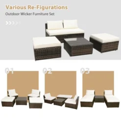 Costway 5PCS Patio Rattan Wicker Furniture Set Armless Sofa Ottoman Cushioned Garden -Costway GUEST 07d6c232 7054 4010 8c80 70bf6d0b40d8