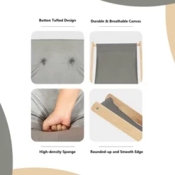 Costway Foldable Wood Beach Sling Chair 3-Position Adjustable Beech Chair W/Free Cushion -Costway GUEST 07dd374e 4bcc 49ed 8eb3 37d2ec882b06