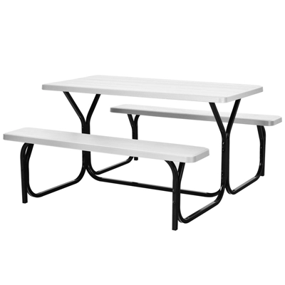 Costway Picnic Table Bench Set Outdoor Backyard Patio Garden Party Dining All Weather White 1 Costway Picnic Table Bench Set Outdoor Backyard Patio Garden Party Dining All Weather White
