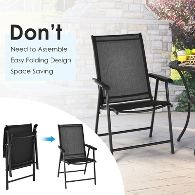 Costway 4PCS Patio Folding Dining Chairs Portable Camping Armrest Garden Black 7 Costway 4PCS Patio Folding Dining Chairs Portable Camping Armrest Garden Black - Image 7