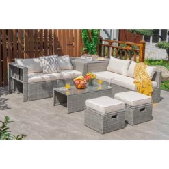 Costway 8PCS Patio Rattan Furniture Set Storage Waterproof Cover Cushion -Costway GUEST 0843dff7 0e40 4b4a ad47 7dedfa91d65d