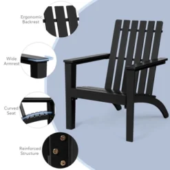 Costway Patio Adirondack Chair Acacia Wood Lounge Armrest Garden Deck WhiteBlackGray -Costway GUEST 08aab169 5f07 43d4 85ad 58f37590ba09