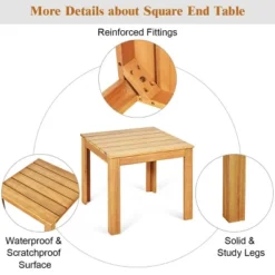 Costway Wooden Square Side End Table Patio Coffee Bistro Table Indoor Outdoor Natural -Costway GUEST 08d02f9d 2828 4d28 82c3 d130d845a736