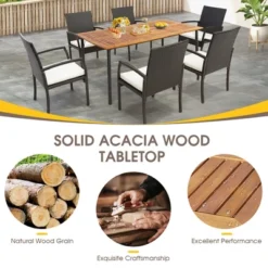 Costway Patio Rectangular Acacia Wood Dining Table With 1.9''Umbrella Hole Indoor&Outdoor -Costway GUEST 08e5dfaf 07af 4ca5 9987 86df13e3ee3e