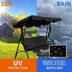 Costway Patio 3 Seats Canopy Swing Glider Hammock Cushioned Steel Frame Outdoor -Costway GUEST 093032c1 2ff0 4e97 be60 06287261da48