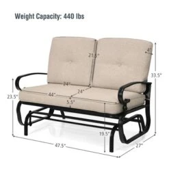 Costway 2-Person Outdoor Swing Glider Chair Bench Loveseat Cushioned Sofa BlueBeige -Costway GUEST 097610da c8f2 46b7 ae7d 8a4e4243fc77 1