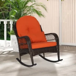 Costway Patio Wicker Rocking Chair W/Seat Back Cushions & Lumbar Pillow Porch Off -Costway GUEST 09859442 e78c 4d51 8ba1 7357f35bb31f