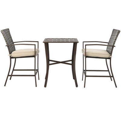 Costway 3PCS Patio Rattan Bar Furniture Set Slat Table 2 Cushioned Stools Poolside Brown 6 Costway 3PCS Patio Rattan Bar Furniture Set Slat Table 2 Cushioned Stools Poolside Brown - Image 6