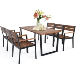 Costway 7PCS Patented Patio Dining Chair Table Set Acacia Wood Backyard W/Umbrella Hole 17 Costway 7PCS Patented Patio Dining Chair Table Set Acacia Wood Backyard W/Umbrella Hole -Costway GUEST 0a08315e 24bc 4c1f b11f 8d74240289a4