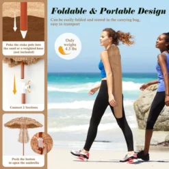 Costway Patio 6FT Tropical Thatched Tiki Beach Umbrella Portable Outdoor Market Tilt 16 Costway Patio 6FT Tropical Thatched Tiki Beach Umbrella Portable Outdoor Market Tilt -Costway GUEST 0a89a71e 5edf 4c21 8723 1e40c47ae99d