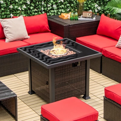 Costway 32'' Propane Fire Pit Table 50,000 BTU Square Firepit Heater W/ Lava Rocks Cover 2 Costway 32'' Propane Fire Pit Table 50,000 BTU Square Firepit Heater W/ Lava Rocks Cover - Image 2