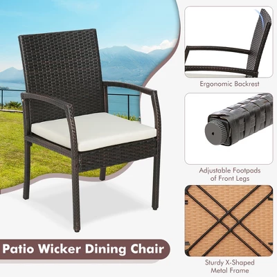 Costway 2PCS Patio PE Wicker Dining Chairs With Soft Zippered Cushion Armchairs Backyard 8 Costway 2PCS Patio PE Wicker Dining Chairs With Soft Zippered Cushion Armchairs Backyard - Image 8