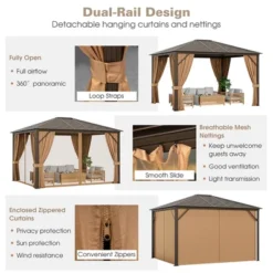 Costway 12' X 10' Patio Hardtop Gazebo W/ Galvanized Steel Top Aluminum Frame Outdoor -Costway GUEST 0c3077d8 28db 4976 b2cc 6896c36f9436