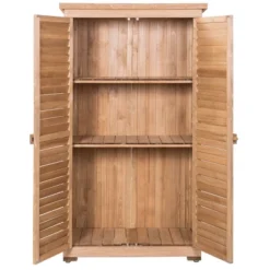 Costway Outdoor 63'' Tall Wooden Garden Storage Shed Fir Wood Shutter Design Lockers -Costway GUEST 0c5a6474 6a2d 4144 b346 932c8053531c