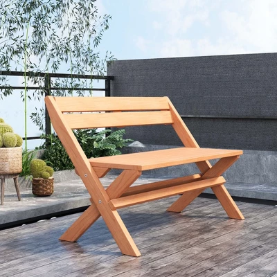 Costway Patio Folding Chair Solid Teak Wood Slatted Seat Natural Portable Outdoor 2 Costway Patio Folding Chair Solid Teak Wood Slatted Seat Natural Portable Outdoor - Image 2