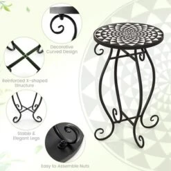 Costway Mosaic Outdoor Side Table, Round End Table With Weather Resistant Ceramic Tile Tabletop -Costway GUEST 0c8ef7e9 e505 4a77 b6c9 8b2a856f08fc