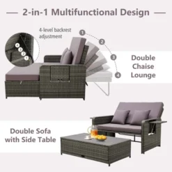 Costway Patio Rattan Daybed Set Wicker Loveseat Sofa With Ottoman & Retractable Side Tray 12 Costway Patio Rattan Daybed Set Wicker Loveseat Sofa With Ottoman & Retractable Side Tray -Costway GUEST 0ca57ec7 28bc 49be 92ed aeb51fd498eb