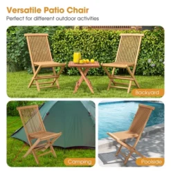 Costway 2 PCS Patio Folding Chair Teak High Back Dining Slatted Seat Portable Outdoor 12 Costway 2 PCS Patio Folding Chair Teak High Back Dining Slatted Seat Portable Outdoor -Costway GUEST 0cbc7e53 57bc 49f0 a08e e62db7dc65f6