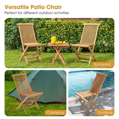 Costway 2 PCS Patio Folding Chair Teak High Back Dining Slatted Seat Portable Outdoor 5 Costway 2 PCS Patio Folding Chair Teak High Back Dining Slatted Seat Portable Outdoor - Image 5