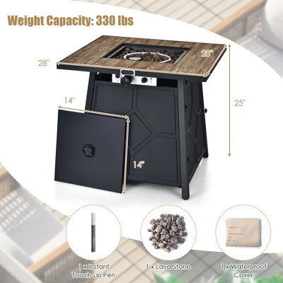 Costway 28 Inches Propane Gas Fire Pit Table 40,000 BTU Outdoor Heater W/Cover 3 Costway 28 Inches Propane Gas Fire Pit Table 40,000 BTU Outdoor Heater W/Cover - Image 3