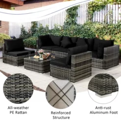 Costway 7PCS Patio Rattan Furniture Set Sectional Sofa Garden Black Cushion 15 Costway 7PCS Patio Rattan Furniture Set Sectional Sofa Garden Black Cushion -Costway GUEST 0da17900 2993 4251 8e6f 9578fd3302c2