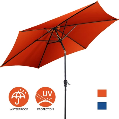 Costway 9FT Patio Umbrella Patio Market Steel Tilt W/ Crank Outdoor Yard Garden Orange 7 Costway 9FT Patio Umbrella Patio Market Steel Tilt W/ Crank Outdoor Yard Garden Orange - Image 7