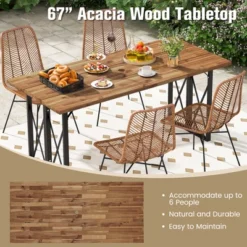 Costway 67'' Patio Rectangle Table Heavy-Duty Acacia Wood Dining Table With Umbrella Hole -Costway GUEST 0dcbf27a 9ad8 462f a605 c6cdf7786f27